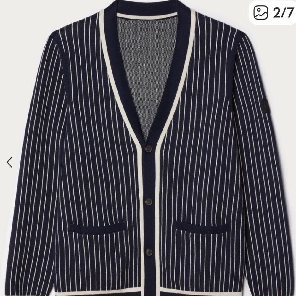 Rhone Men's Navy and Blue Cardigan